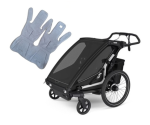 OKAZJA!!!! Przyczepka rowerowa dla dziecka, podwójna - Thule Chariot Sport 2 double  G3 - Black + wkładka Simple Wool
