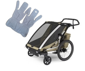 OKAZJA!!!!! Przyczepka rowerowa dla dziecka, podwójna - Thule Chariot Cross 2 double G3 - Faded Khaki + wkładka Simple Wool