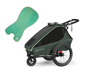 Przyczepka rowerowa Qeridoo Kidgoo 1 Forest Green + wkładka Simple Wool