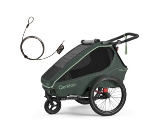 Przyczepka rowerowa Qeridoo Kidgoo 2 Forest Green + blokada antykradzieżowa Qeridoo