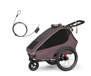 Przyczepka rowerowa Qeridoo Kidgoo 2 Wildberry Violet + blokada antykradzieżowa Qeridoo