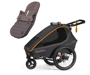 Qeridoo Kidgoo 1 Pro Gen 2 FIDLOCK Edition - pojedyncza przyczepka rowerowa plus FootMuff Ligth