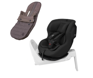 Thule Elm Black plus Thule Alfi fotelik samochodowy dla w wieku od 6 miesiąca do 4 roku życia plus baza ISOFIX plus śpiwór Qeridoo Footmuff Light