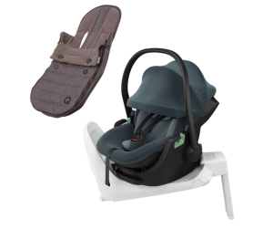 Thule Maple Darkest Blue fotelik samochodowy dla niemowląt w wieku 0-15 miesięcy plus śpiwór Qeridoo Footmuff Light